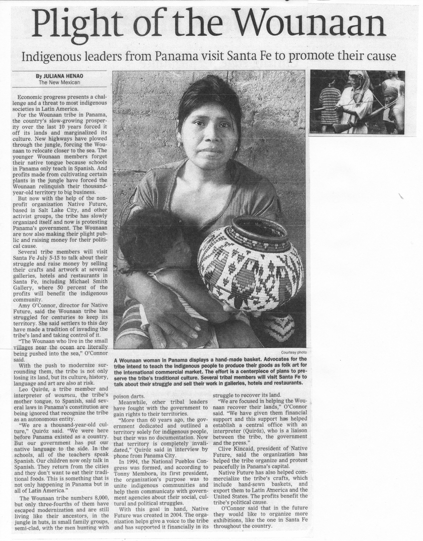 Plight of the Wounaan - article published in The New Mexican newspaper