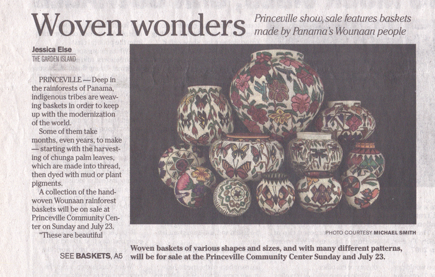 Woven Wonders Display, Sale by Jessica Else of The Garden Island local newspaper